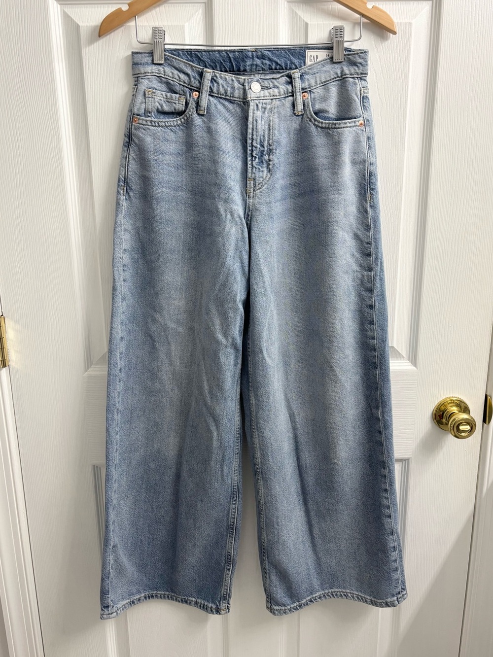 Gap Baggy Mid Rise Jeans 26 / 2 Short Ultrasoft Denim Wide Leg Light Wash Loose